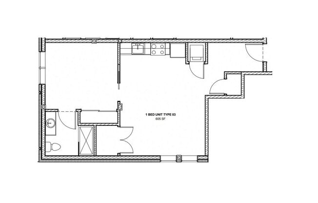 1 bed, 1 bath, 518 sqft, $1,700, Unit 307