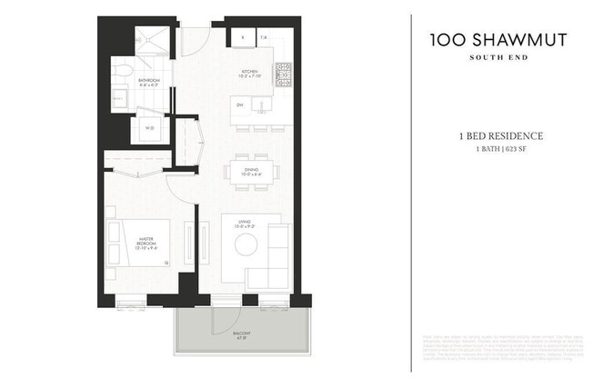 1 bed, 1 bath, 623 sqft, $3,700, Unit 612