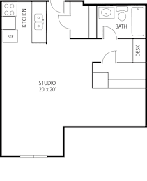 Studio, 1 bath, 545 sqft, $1,186
