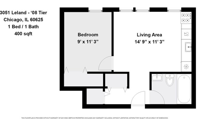 1 bed, 1 bath, 400 sqft, $1,475