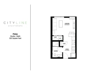Studio, 1 bath, 325 sqft, $1,129