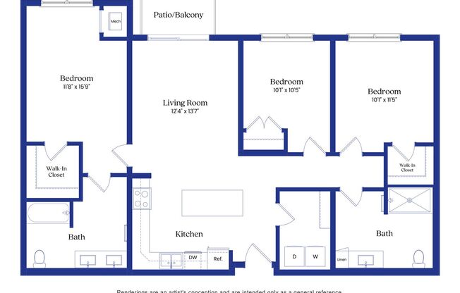3 beds, 2 baths, 1,379 sqft, $2,065, Unit 306