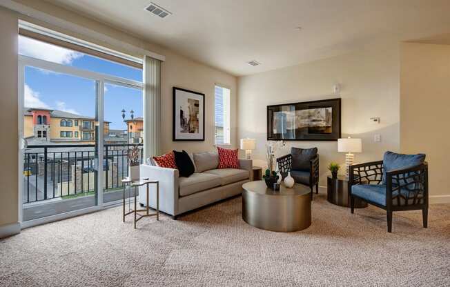 La Bella Vita Living Room & Balcony Apartments in Colorado Springs, CO