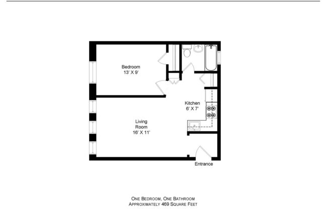 1 bed, 1 bath, 500 sqft, $1,850, Unit 300
