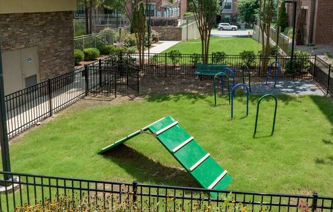 The Hendrix dog park with agility equipment at The Hendrix, Atlanta, GA, 30329