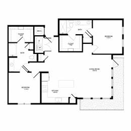 2 beds, 2 baths, 1,223 sqft, $1,900