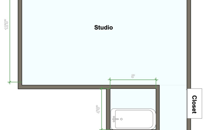 Studio, 1 bath, 325 sqft, $695, Unit 27
