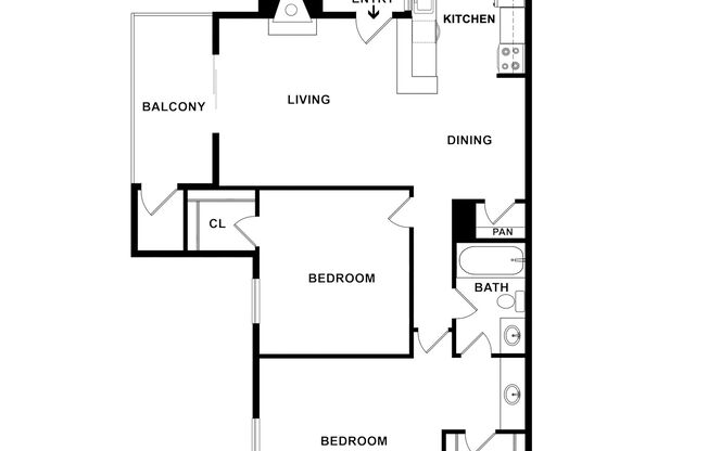 2 beds, 1 bath, 827 sqft, $1,309