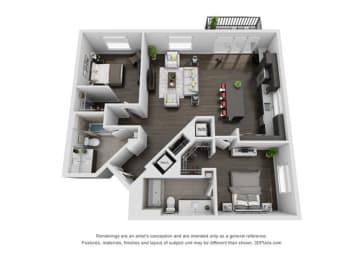 2 beds, 2 baths, 1,219 sqft, $4,273