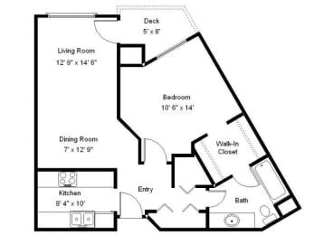 1 bed, 1 bath, 822 sqft, $1,544