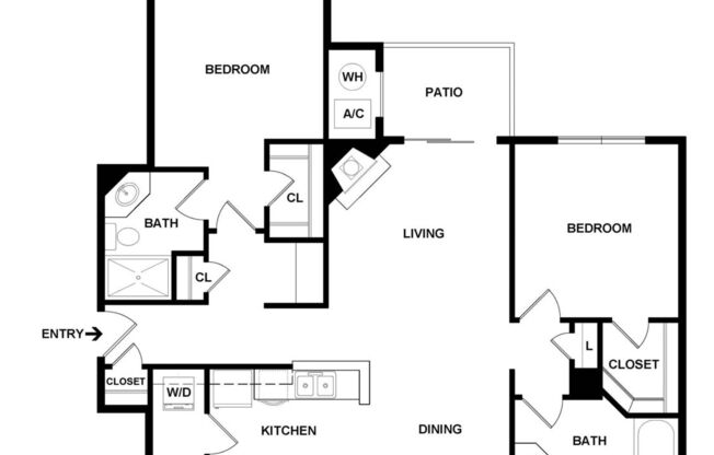2 beds, 2 baths, 1,033 sqft, $2,375