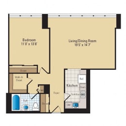 1 bed, 1 bath, 705 sqft, $2,119