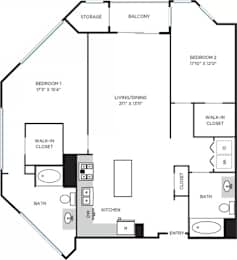 2 beds, 2 baths, 1,407 sqft, $4,000