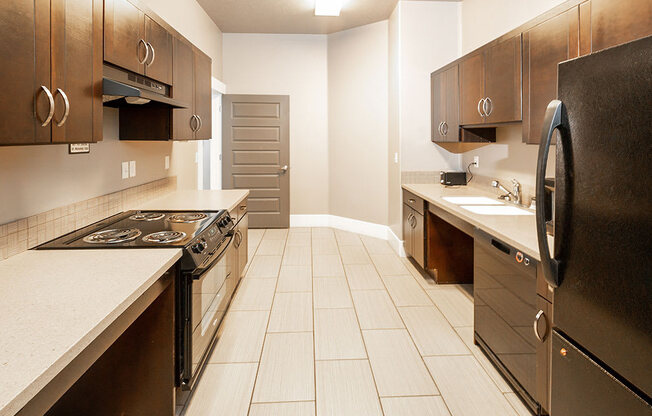 Clubhouse kitchen at Four Seasons at Southtowne Apartments, South Jordan, Utah
