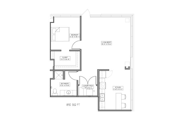 1 bed, 1 bath, 892 sqft, $1,760, Unit 101