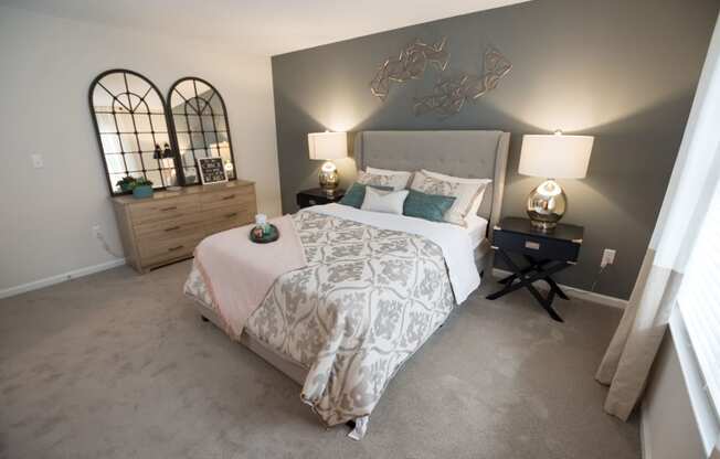 model apartment bedroom at Palmetto Place, Fort Mill South Carolina