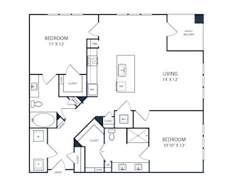 2 beds, 2 baths, 1,153 sqft, $2,540