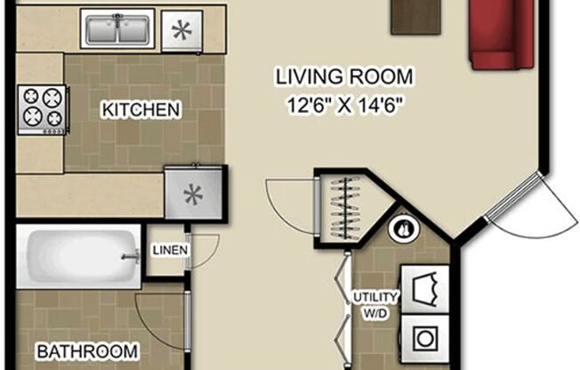 1 bed, 1 bath, 735 sqft, $1,565, Unit C34