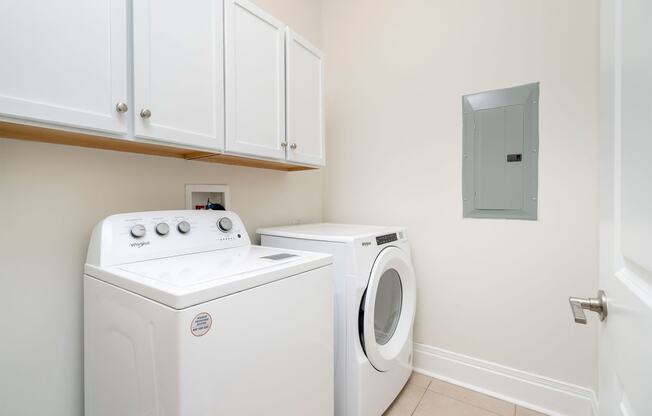 a washer and dryer in a laundry room