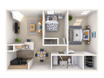 2 beds, 1 bath, 804 sqft, $895