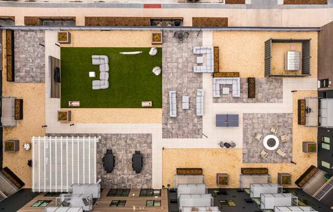 a floor plan of a house with a courtyard and a pool at EagleRidge Plaza Residences, Fargo, ND, 58104