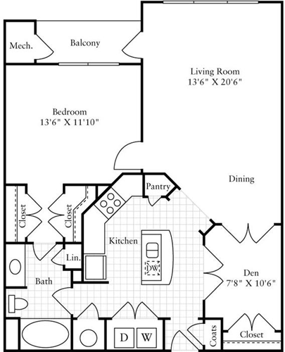 1 bed, 1 bath, 956 sqft, $2,093, Unit 3101