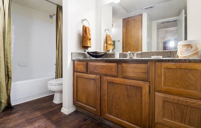 Renovated Bathrooms With Quartz Counters at The Glen, Texas