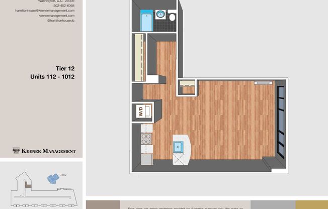 Studio, 1 bath, 460 sqft, $2,100, Unit 0312