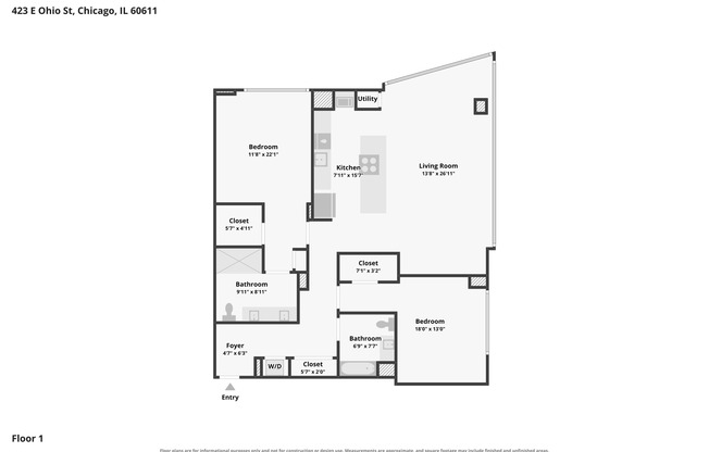 2 beds, 2 baths, 1,420 sqft, $4,500, Unit 301