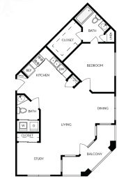 1 bed, 1 bath, 824 sqft, $1,496