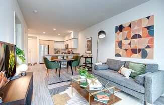 Living Room With Kitchen at Hazel Apartments, Edmonds, WA