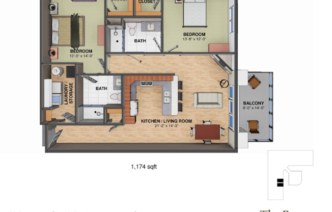 2 beds, 2 baths, 1,174 sqft, $2,215, Unit MEQ-6835-304