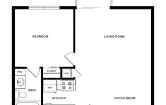1 bed, 1 bath, 635 sqft, $2,443