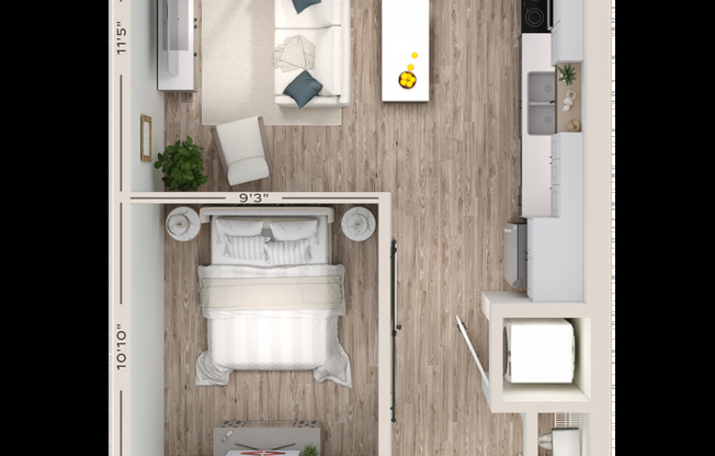 Studio, 1 bath, 532 sqft, $1,525, Unit 639