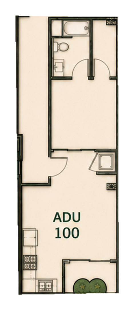 1 bed, 1 bath, 611 sqft, $2,595, Unit 100