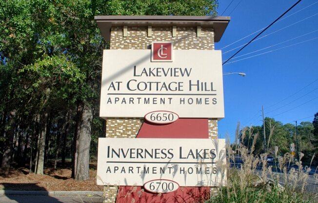 Welcoming Property Signage at Inverness Lakes Apartments, Mobile