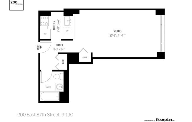 Studio, 1 bath, $3,598, Unit 19C