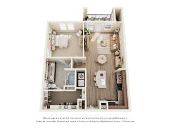 1 bed, 1 bath, 808 sqft, $1,304