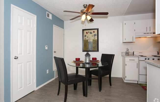 Dining room with the closet door in background