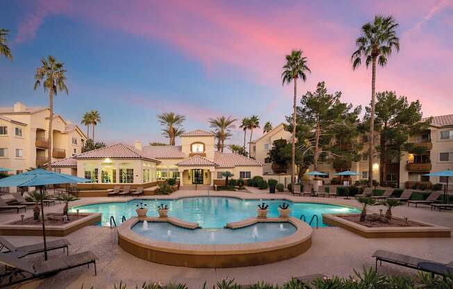 A large house with a pool in the backyard.