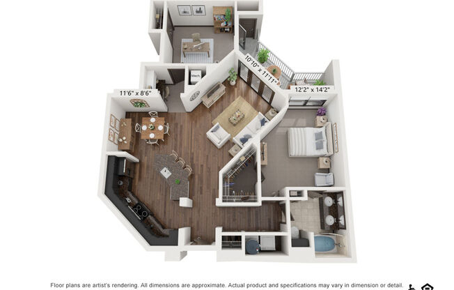 1 bed, 1 bath, 1,075 sqft, $1,862