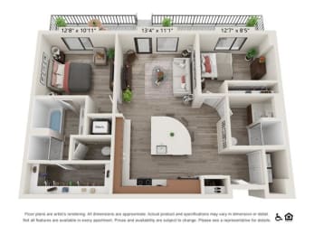 2 beds, 2 baths, 1,093 sqft, $2,840