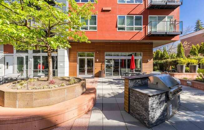 Koi Apartments in Ballard, Washington Exterior and Patio with BBQ's