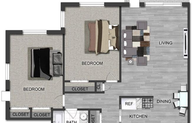 2 beds, 1 bath, 946 sqft, $1,500