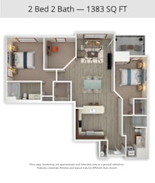 2 beds, 2 baths, 1,383 sqft, $2,276