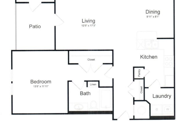 1 bed, 1 bath, 820 sqft, $1,429, Unit 611