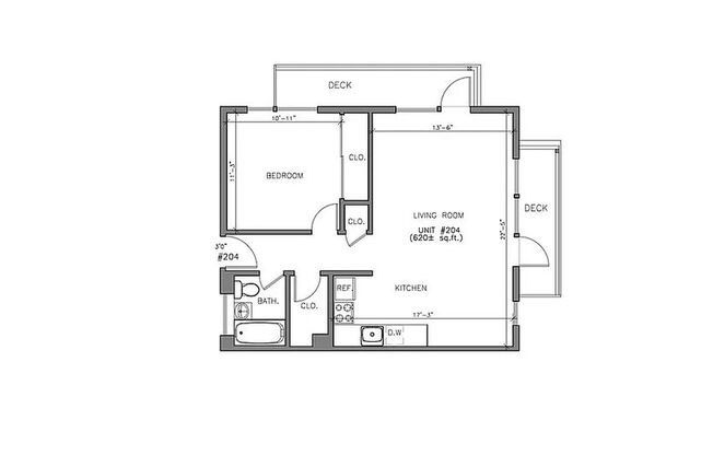 1 bed, 1 bath, 620 sqft, $3,445, Unit 204