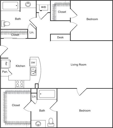 2 beds, 2 baths, 1,327 sqft, $3,747, Unit 324