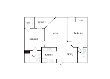 2 beds, 2 baths, 882 sqft, $2,334