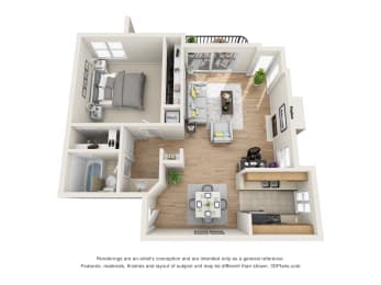 1 Bed 1 Bath Ambassador Floor Plan 787 Sq.Ft. at La Vista Terrace, Hollywood, CA, 90046